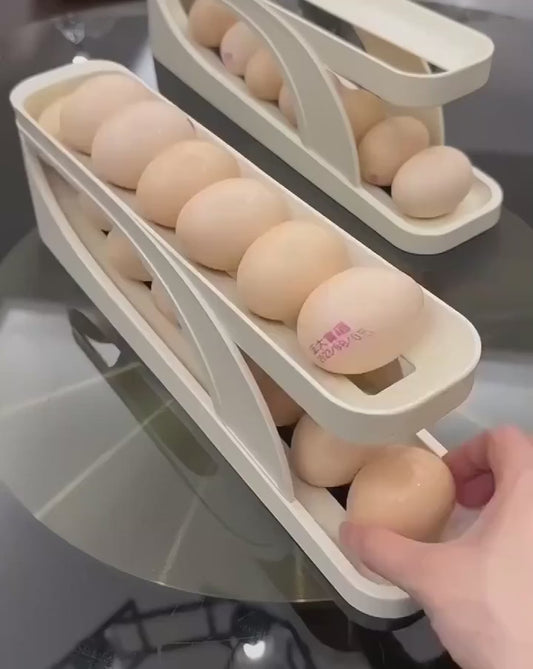 15 Egg Storage Box Rolling Design Space Saving PP Refrigerator Organizer Multi Layer Egg Holder