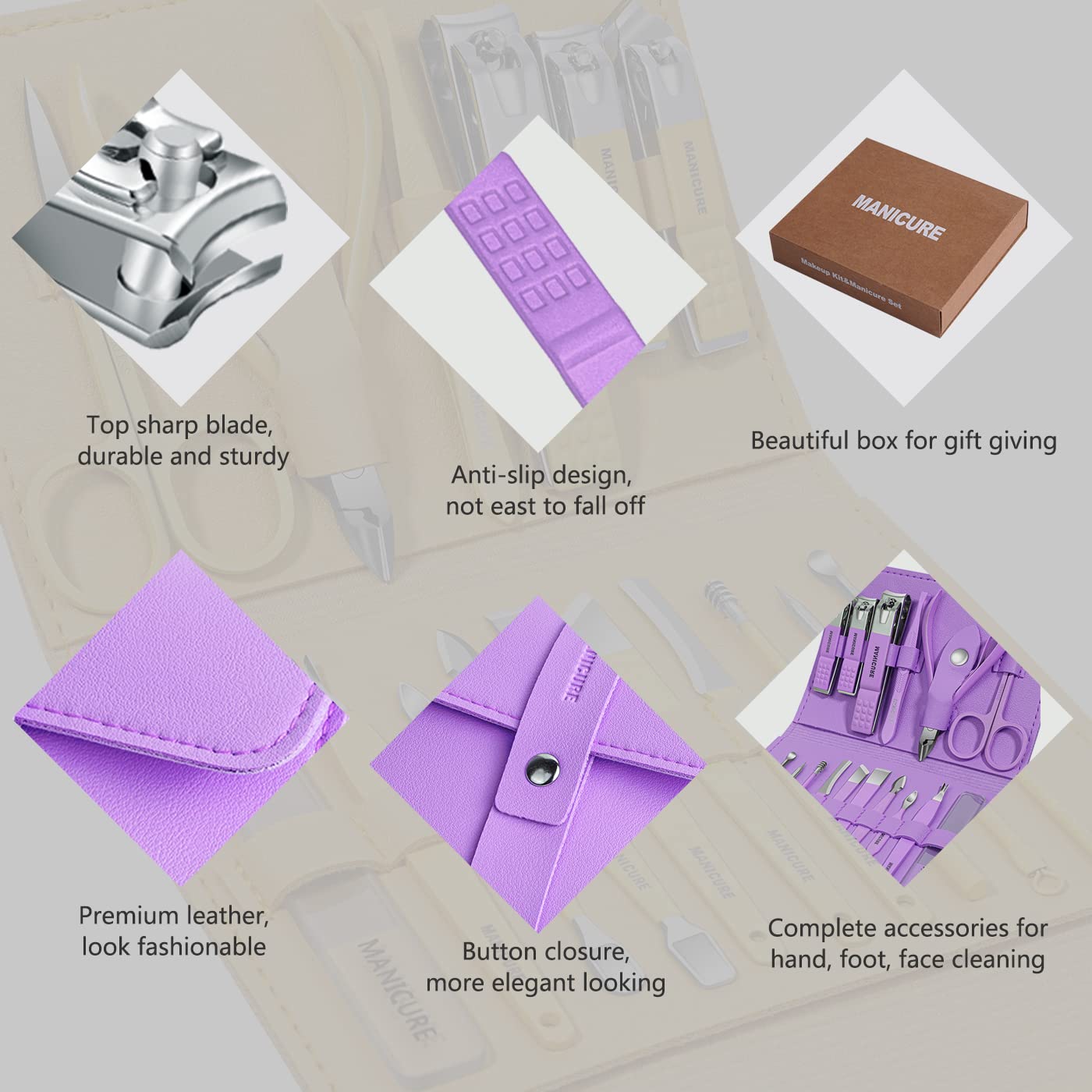 16- in -1 Stainless Steel Nail Care Kit – Manicure & Pedicure Tool Set (Random Color)