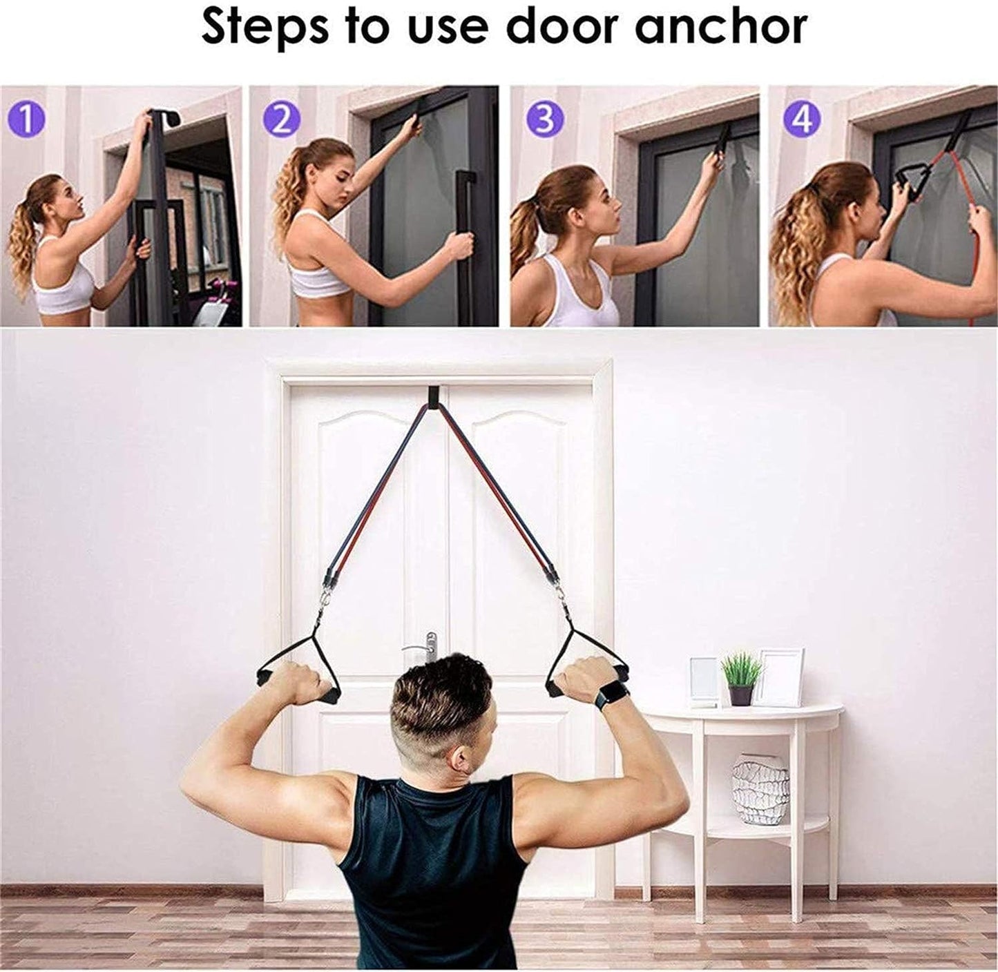 Resistance Bands Set | 11pcs Latex Pull Rope | With Door Anchor, Handles & Ankle Straps | Home & Gym Workout