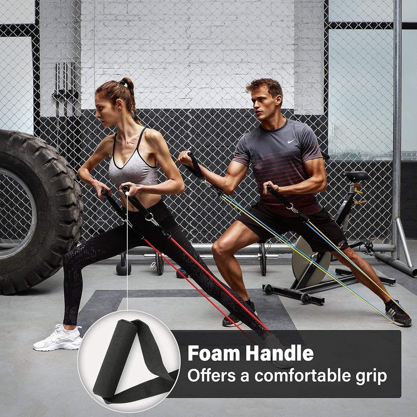 Resistance Bands Set | 11pcs Latex Pull Rope | With Door Anchor, Handles & Ankle Straps | Home & Gym Workout