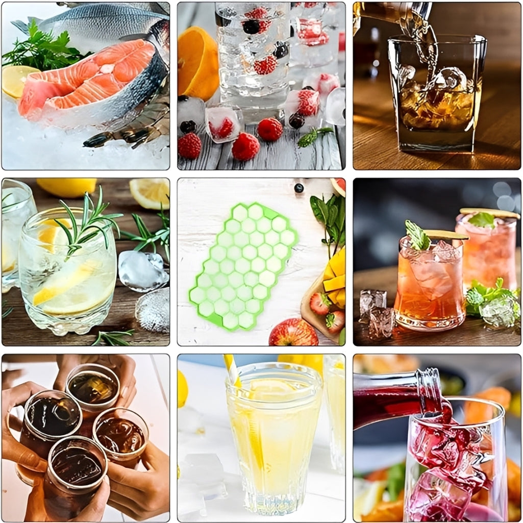 Silicone Ice Cube Tray with Push-Out Design & Cover Lid – 2 PCS | Round  Mini Ice Cube Maker | Random Color