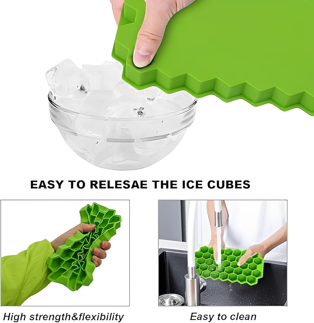Silicone Ice Cube Tray with Push-Out Design & Cover Lid – 2 PCS | Round  Mini Ice Cube Maker | Random Color